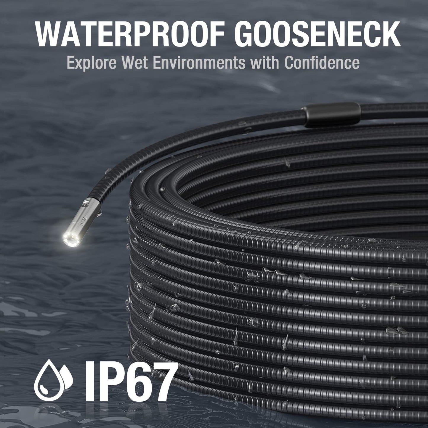 Sewer Camera, Teslong 50ft Drain Camera Snake with LED Light, Pipe Endoscope Plumbing Tools-NTS500 5" 720P Monitor, Wide-Angle Borescope Inspection Camera Scope for Air Duct HVAC Sewage Septic Line