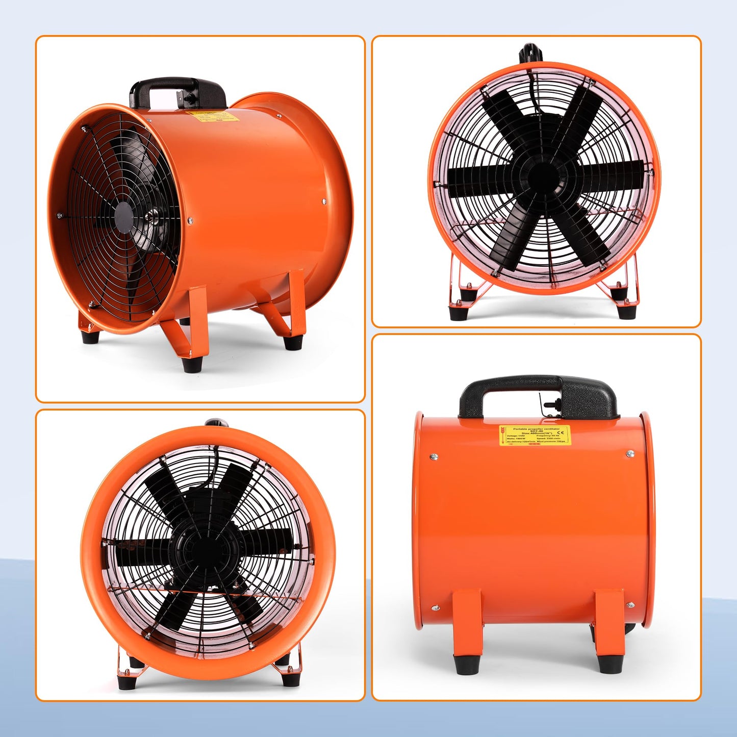 Rengue 16 Inches Utility Blower Exhaust Fan with 32.8 FT Duct, 3300 r/min High Velocity Low Noise Extraction and Ventilation Fan with Duct Hose