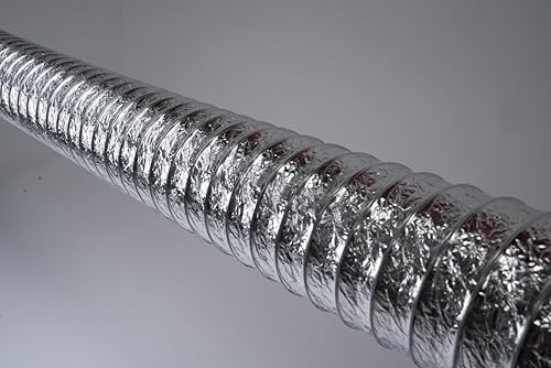 HVAC Premium 10" Inch Flexible Aluminum Ducting Hose Insulated R-8.0 Air Duct Pipe for for Heavy Duty HVAC & Exhaust Ductwork Insulation - 25' Feet Long - In Accordance with UL 181