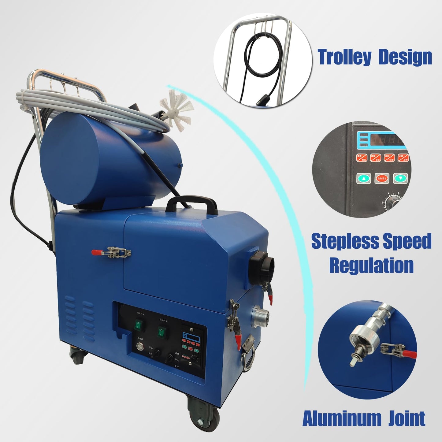 TECHTONGDA Air Duct Cleaning Machine for Fresh Air Pipe Cleaning & Suction, Rotary Brush Duct Pipe Cleaning Machine with Transformer 110V/220V, Vent Cleaning Tool, Applicable Pipe Diameter 1.97"-7.87"