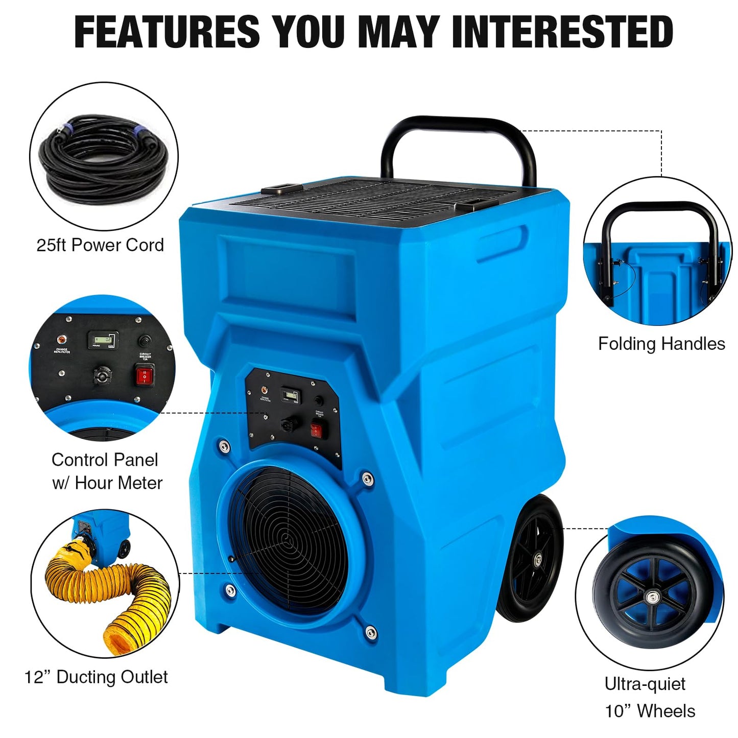 MOUNTO 1000cfm Portable Industrial Air Purifier Negative Air Scrubber - Powerful 1HP Motor, True HEPA Filter, 2-Speed, Handle and wheels 3-Year Warranty