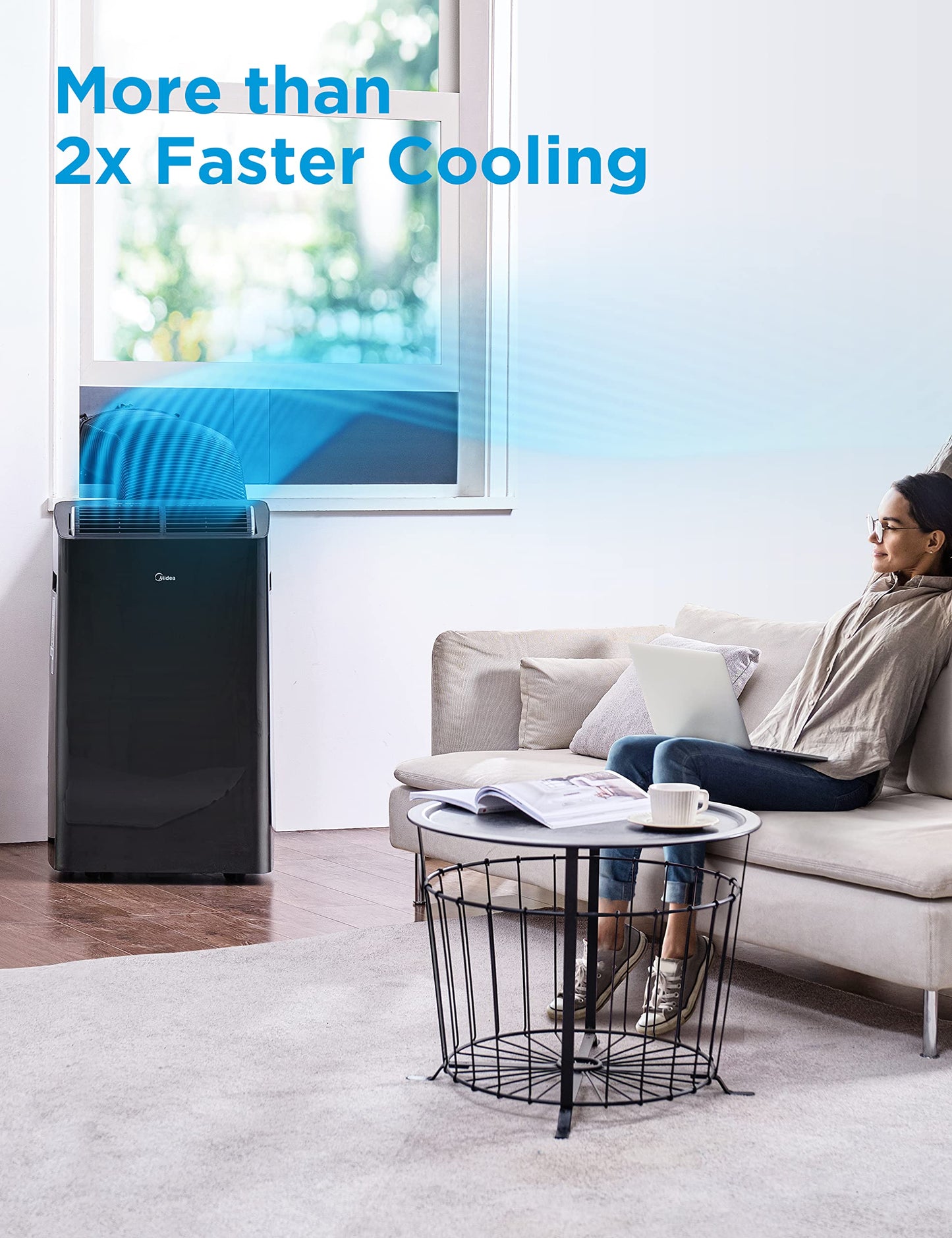 Midea Duo 14,000 BTU(12,000 BTU SACC) High Efficiency Inverter, Quiet Portable Air Conditioner, Cools up to 550 Sq.Ft., Works with Alexa/Google Assistant, Includes Remote Control&Window Kit (Renewed)